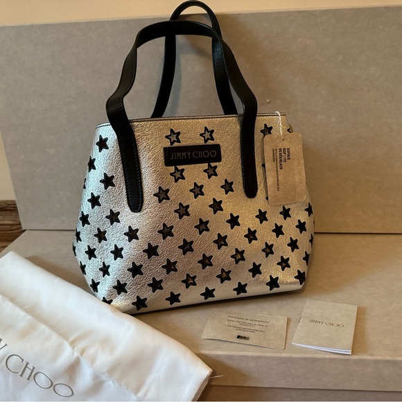 Jimmy choo SOFIA/M NAPPA LEATHER TOTE BAG WITH PERFORATED STARS (NEW) - Picture 4 of 16